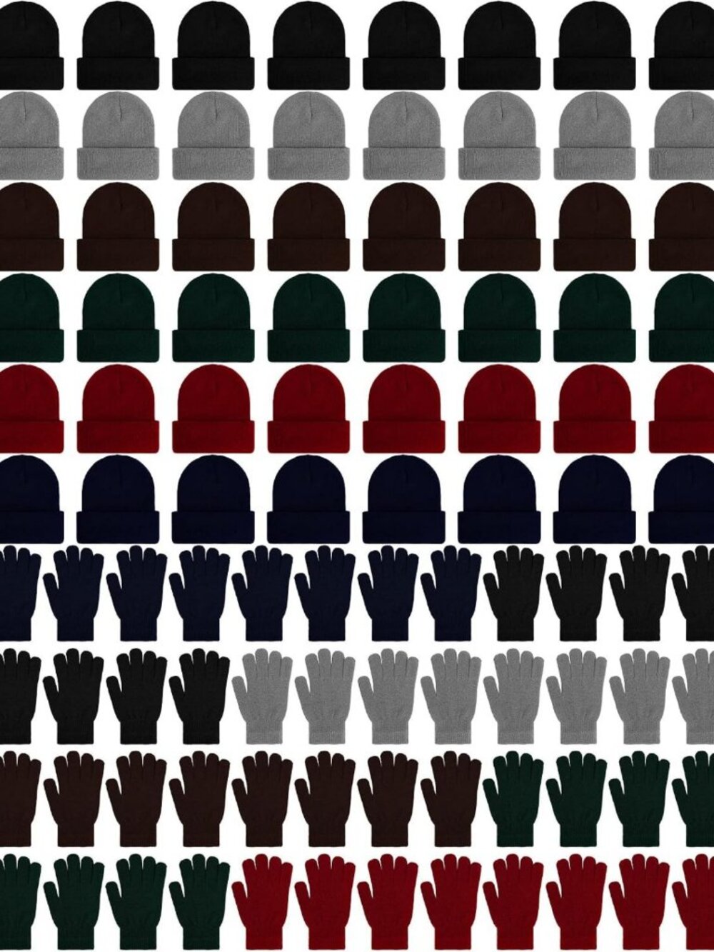 96 Pcs Winter Beanie & Gloves Set for Men & Women - Thermal Warm Gift for